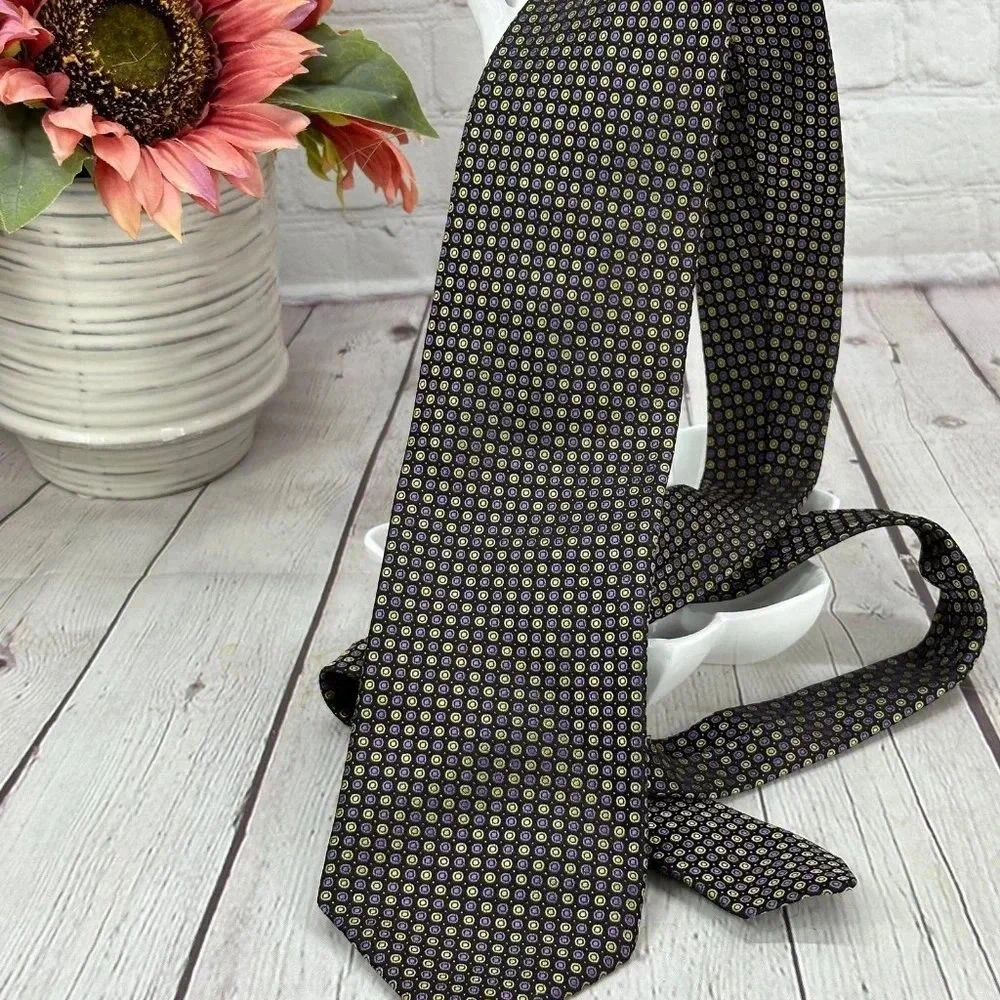 Daniel cremieux signature collection silk Tie purple gold preppy office polished